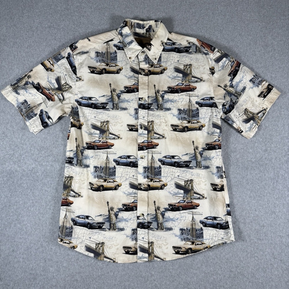 Buckhorn River Mustang NYC Classic Car Button Up Shirt Mens Size L